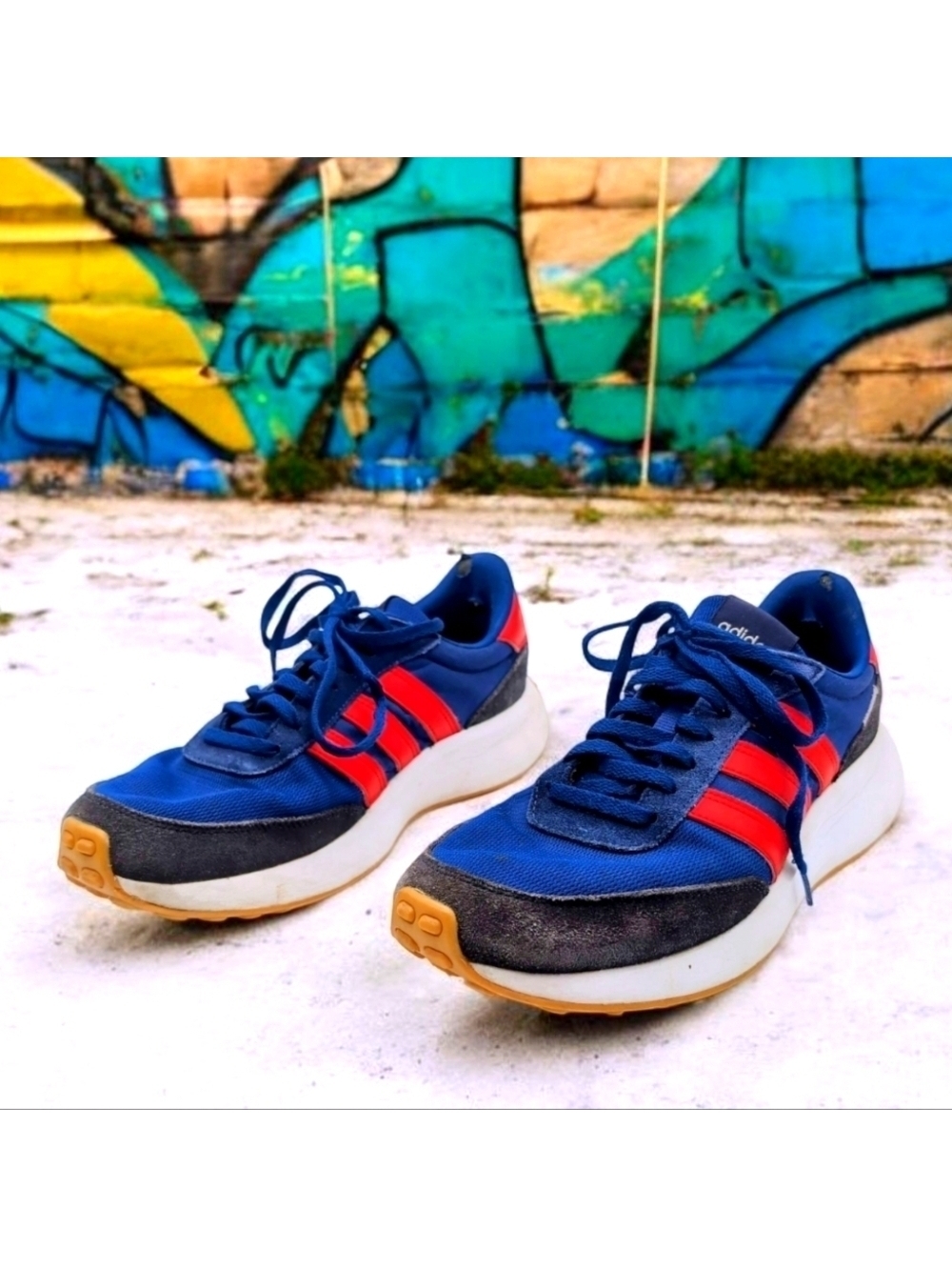 Adidas Run 70s Sz 9 Blue / Red Sneakers Vintage Athletic